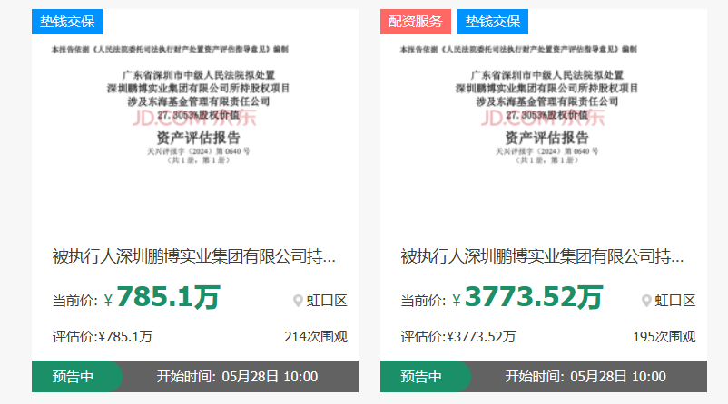 bd半岛体育东海基金第二大股东股权被拍卖起拍价超4500万元(图1)